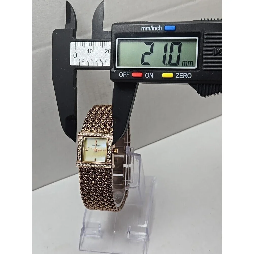Anne Klein Rose Gold Mesh Crystal Bezel Mother Of Pearl Dial Watch New Battery